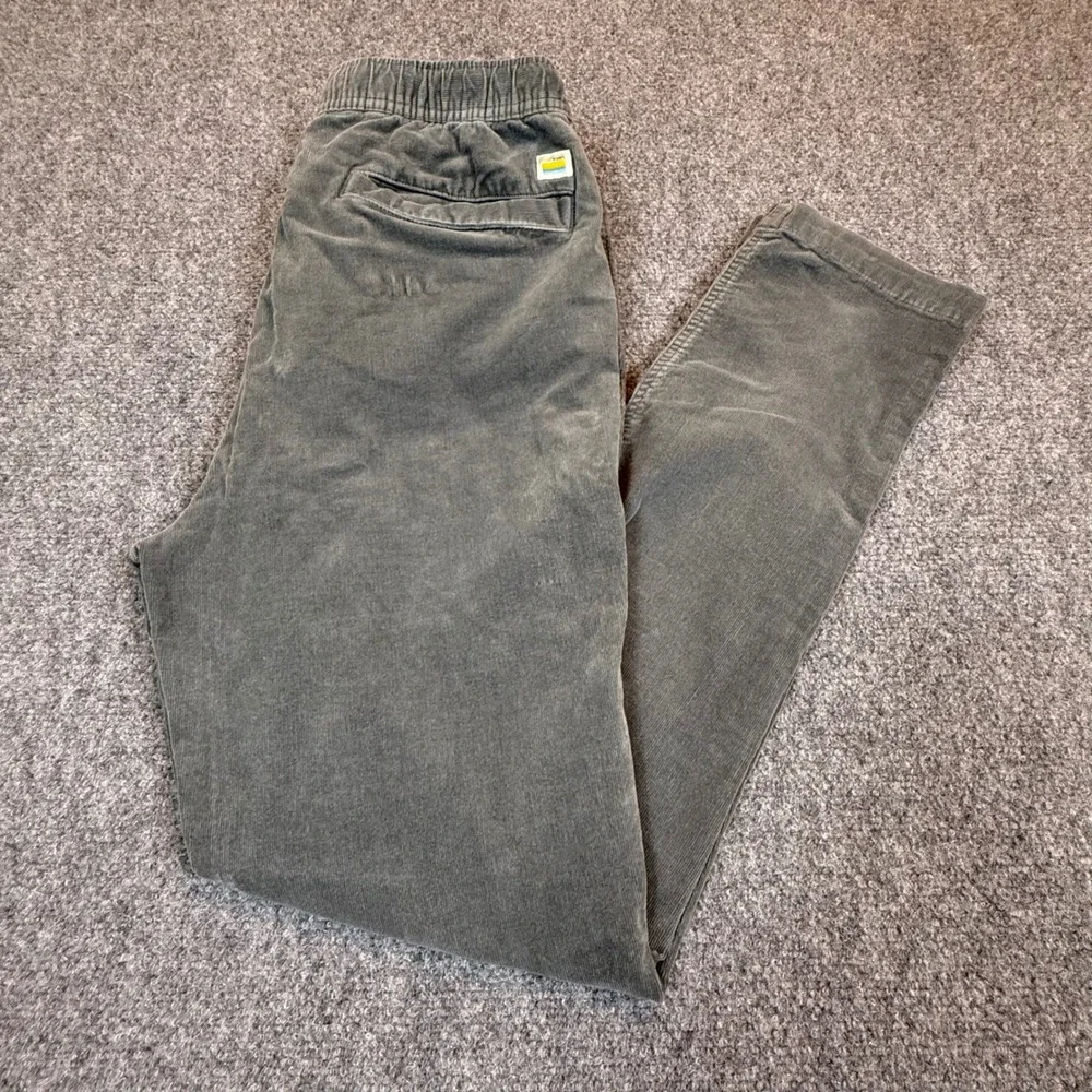 Vuori Mens Corduroy Pants Gray Elastic Waist Drawstring Size Medium